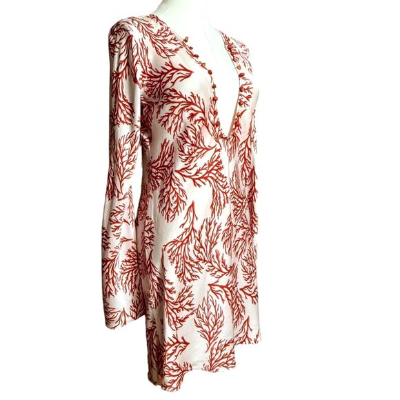 Johana Ortiz Beach Coverup Dress Size S Deep V Neckline Long Open Bell Sleeves - Picture 8 of 11